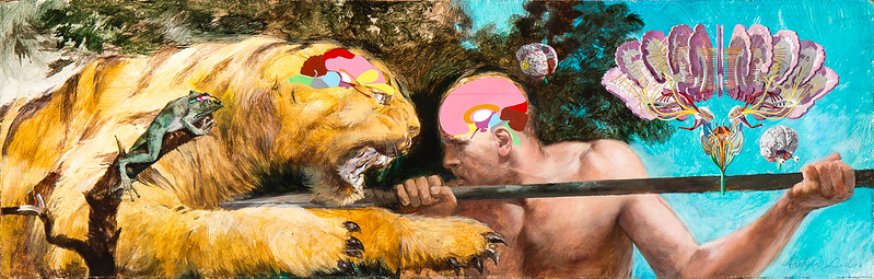 Arthur Lidov-Paintngs-man and tiger-photographed by Adi Talwar